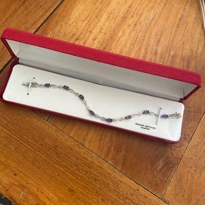 Sterling Silver Diamond and Amethyst Tennis Bracelet